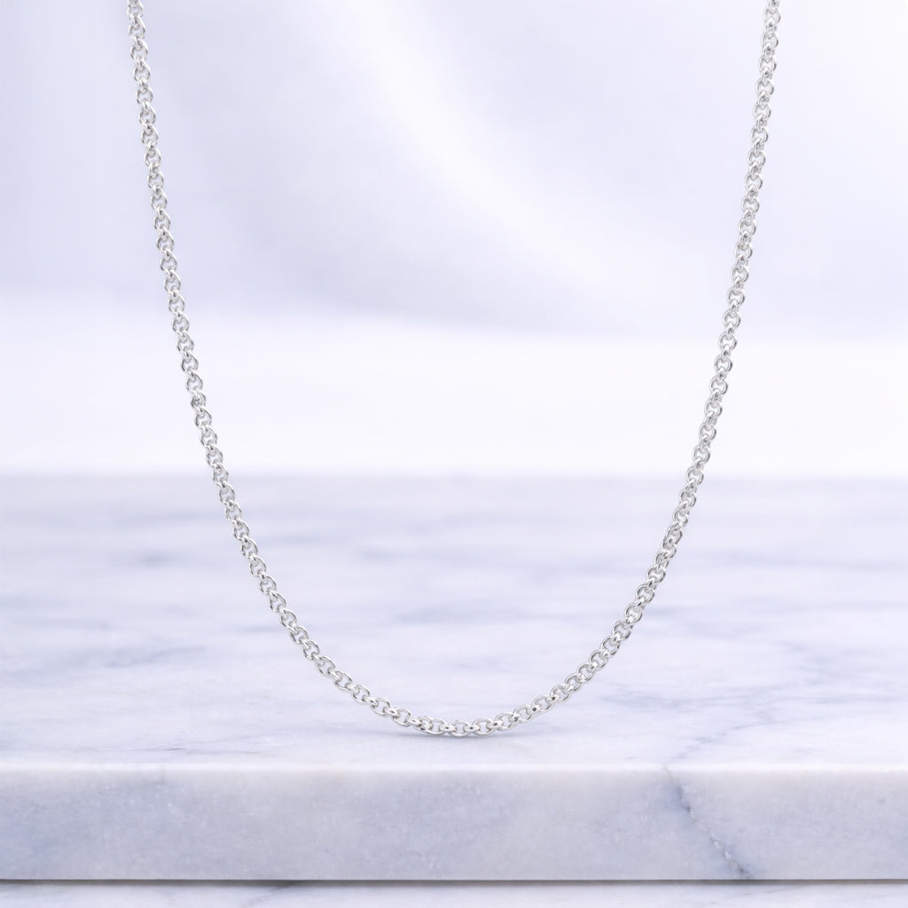 Halskette / Ankerkette aus 925 Silber, 45cm Länge - Runde Glieder