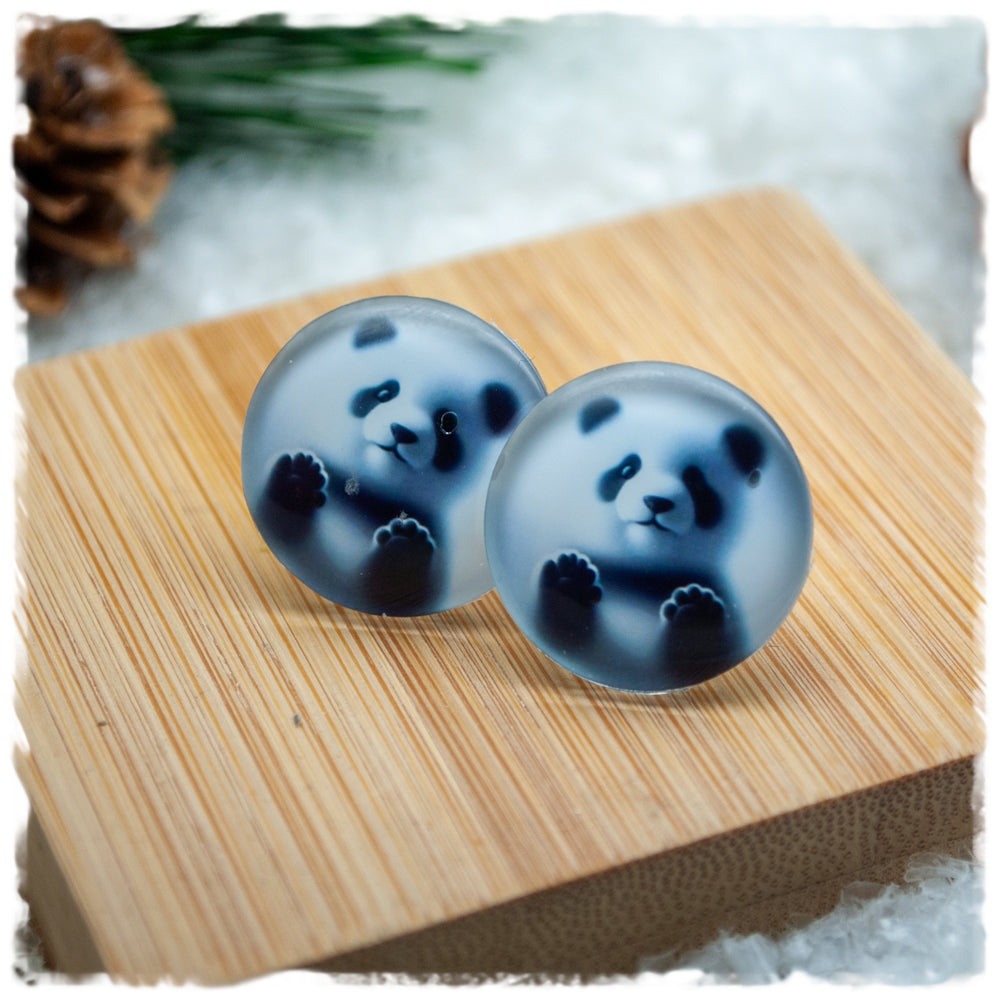 Ohrringe in 20 mm grau mit Panda