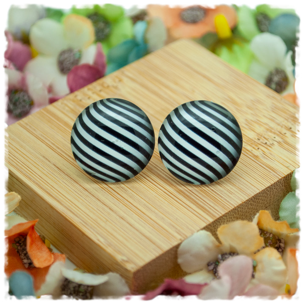Ohrringe schwarz weiß gestreift - Jackelina