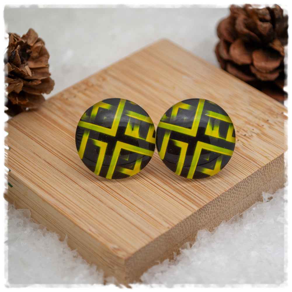 Ohrringe schwarz gelb gemustert