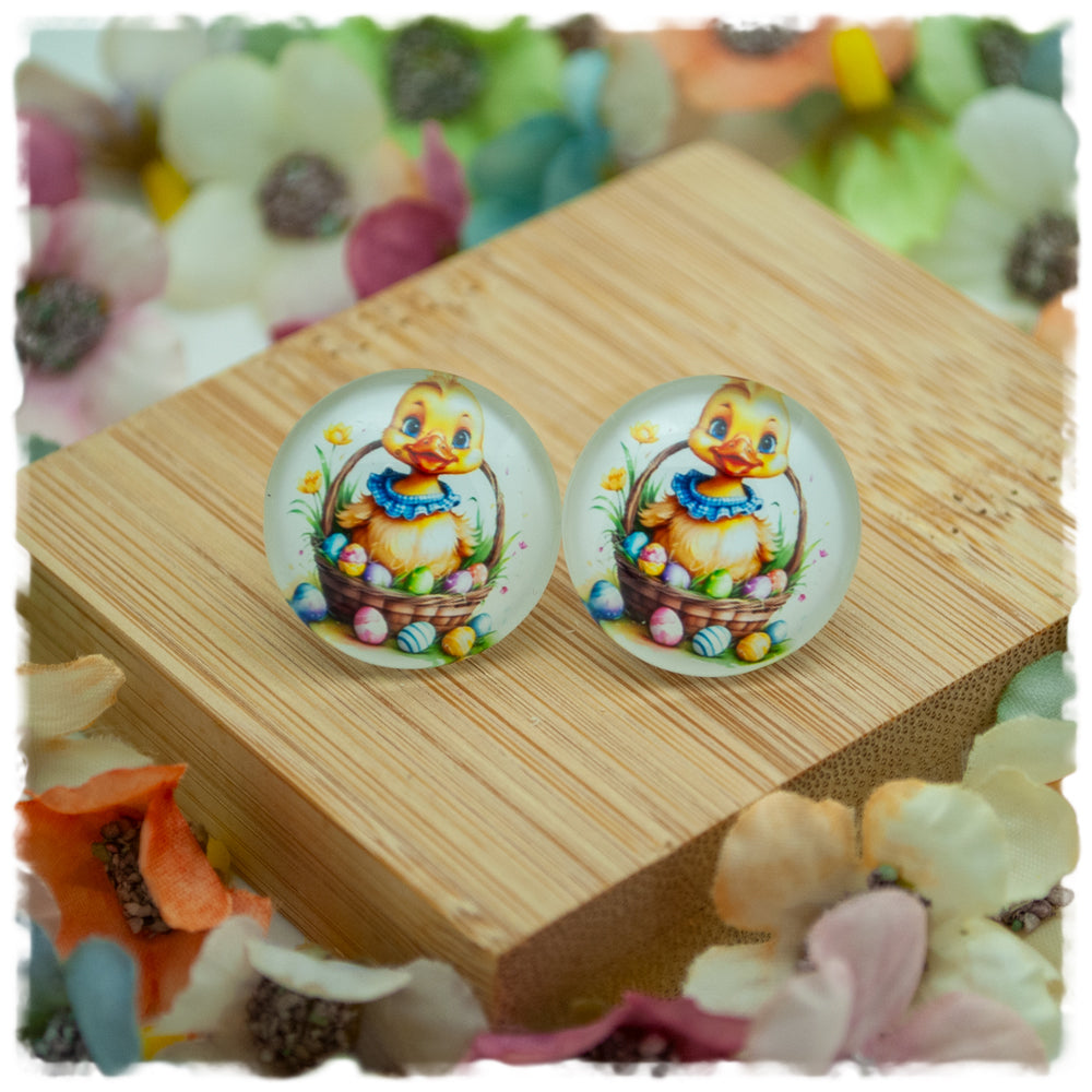 Ohrringe Osterkorb mit kleinem Entlein - Jackelina