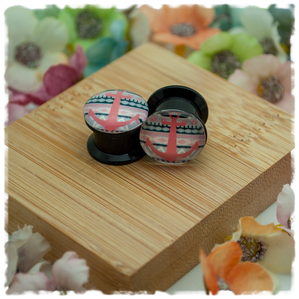 Plugs 12 mm BOHO Muster mit Anker - Jackelina