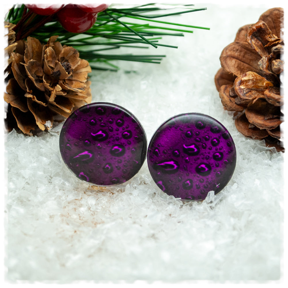 Ohrringe violett mit Wassertropfen (AKTION)