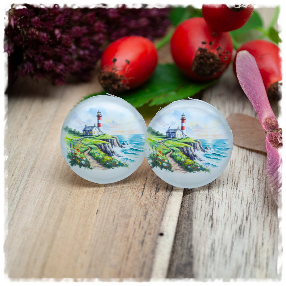 Ohrringe mit kleinem Haus und Leuchtturm