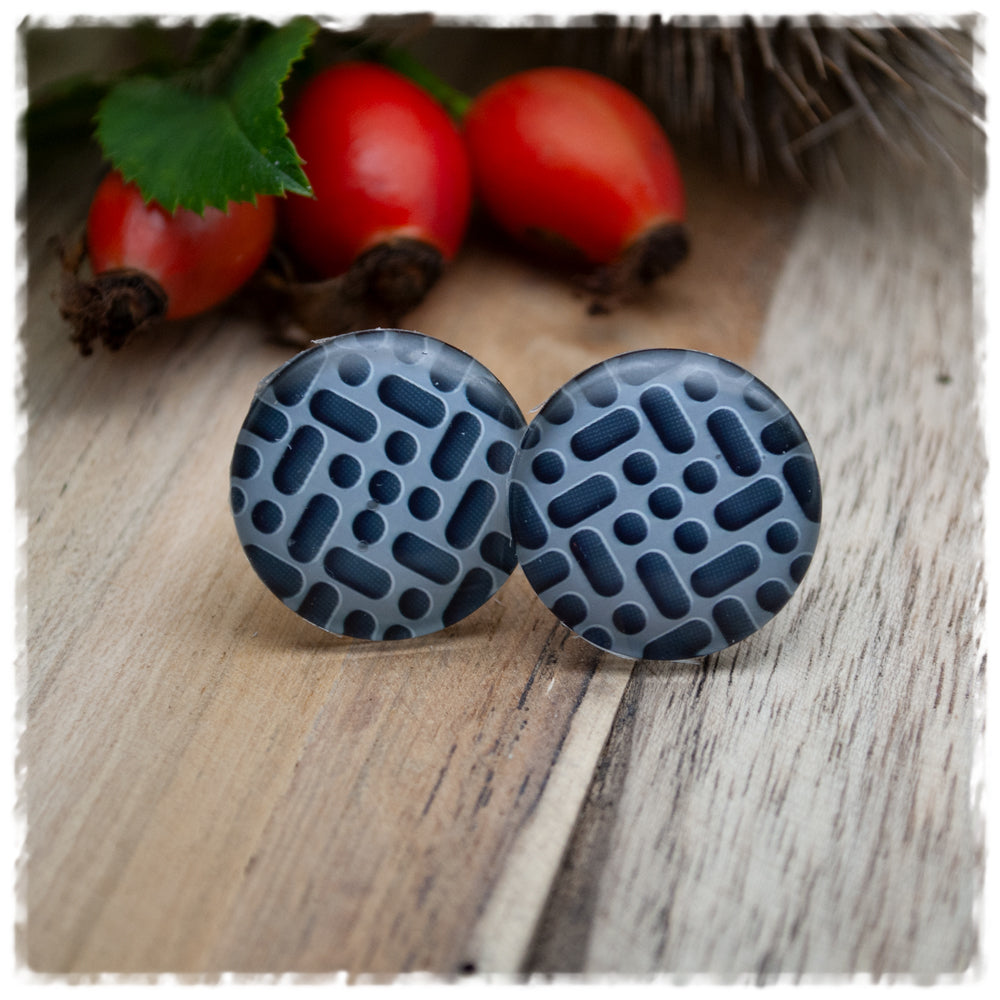 Ohrringe in 20 mm grau gemustert