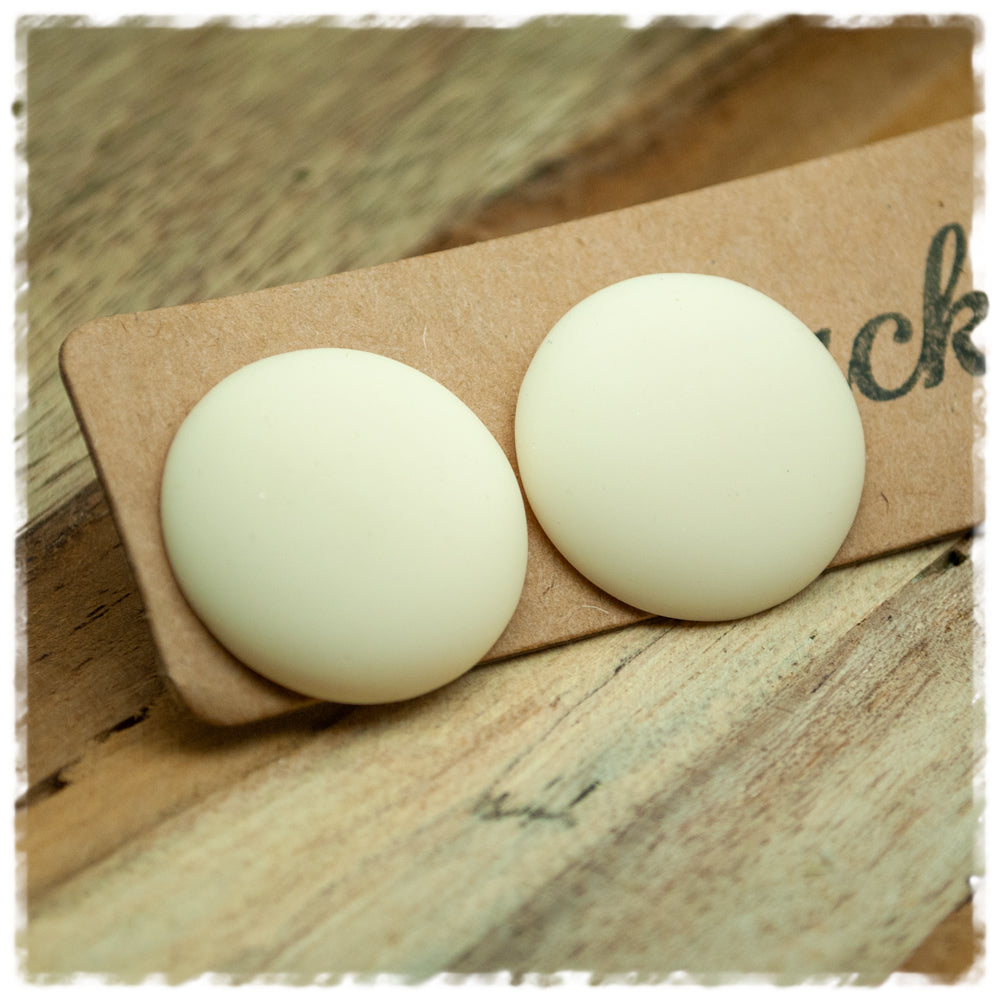 Ohrringe in 25 mm beige matt