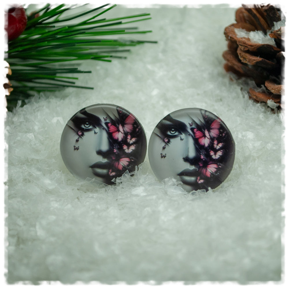 Ohrringe Mädchen mit rosa Schmetterlingen