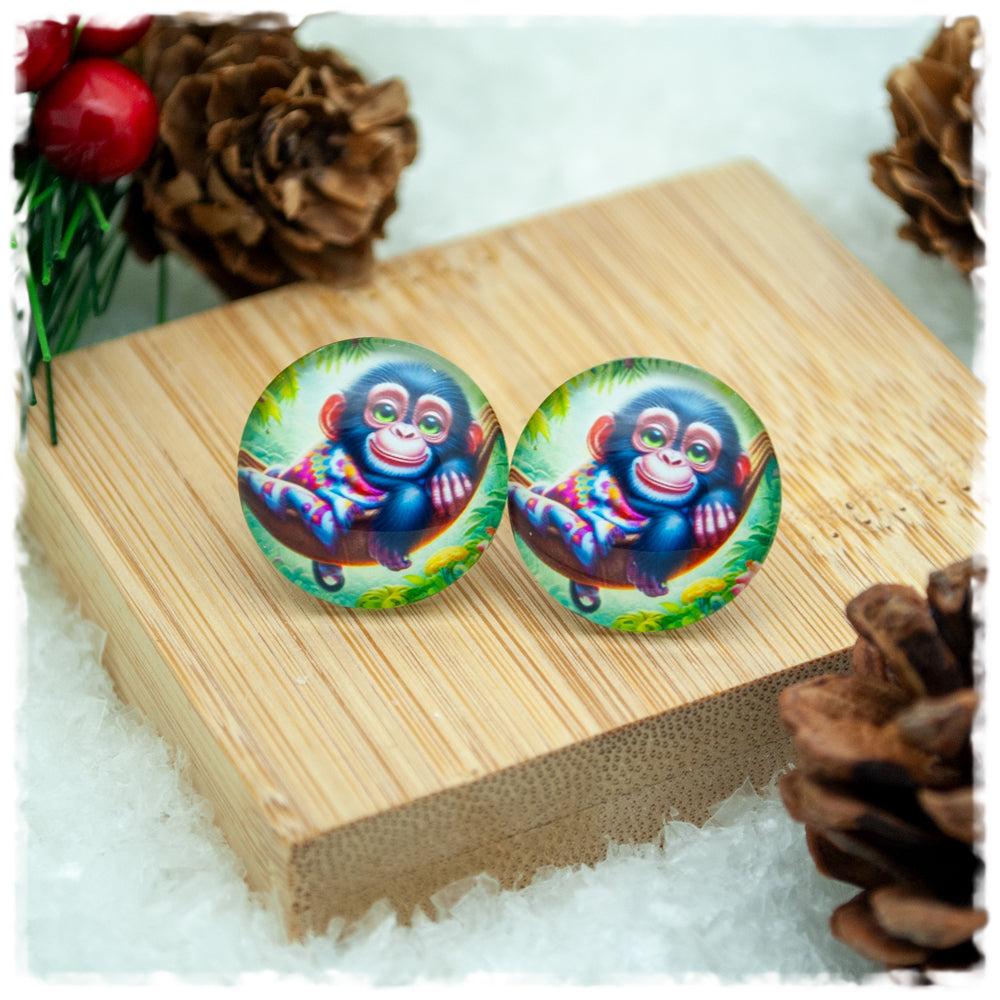 Ohrringe in 20 mm mit kleinem Affen - Jackelina
