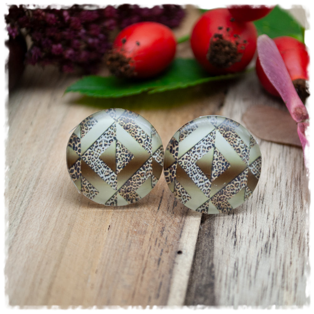 Ohrringe golden gemustert mit Leoprint