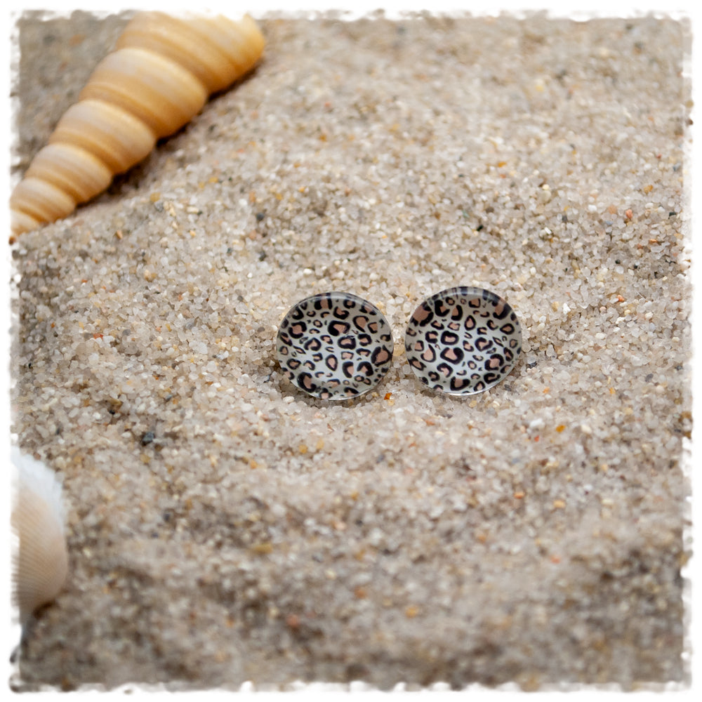 Ohrringe beige mit Leoprint - Jackelina