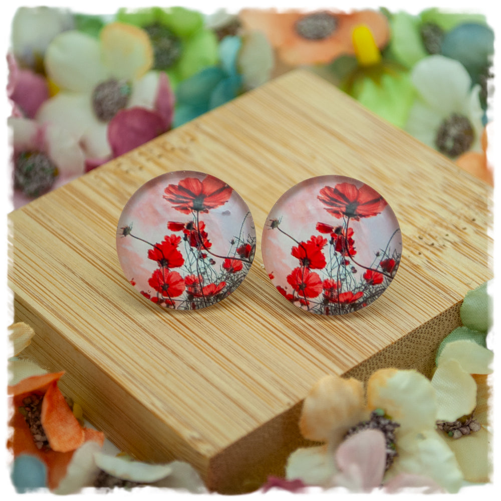 Ohrringe rosa mit Mohnblumen - Jackelina
