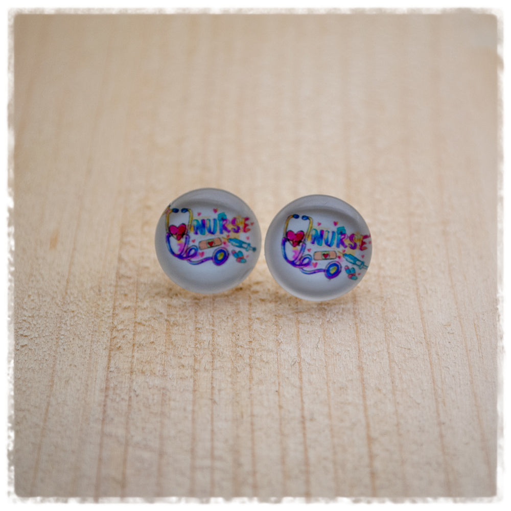 Ohrringe in 14 mm NURSE mit Stethoskop