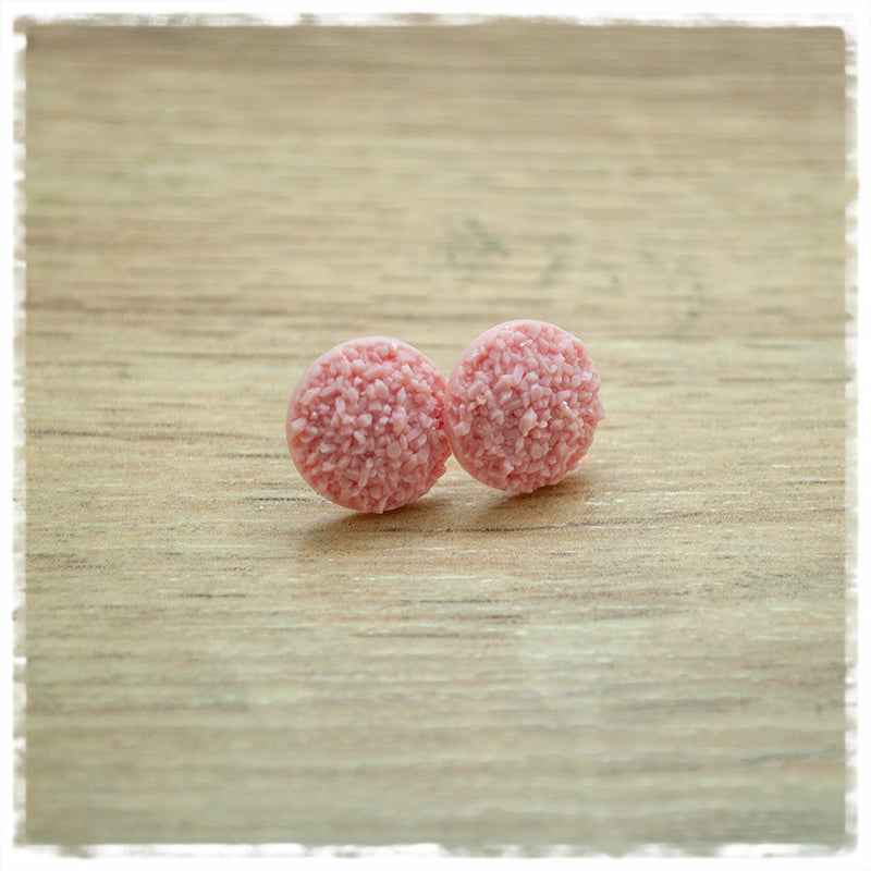 Ohrringe in 12 mm altrosa mit Struktur