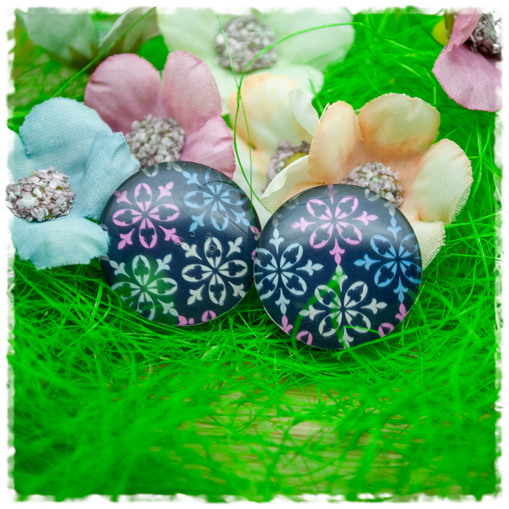 Ohrringe dunkelblau mit Ornamenten