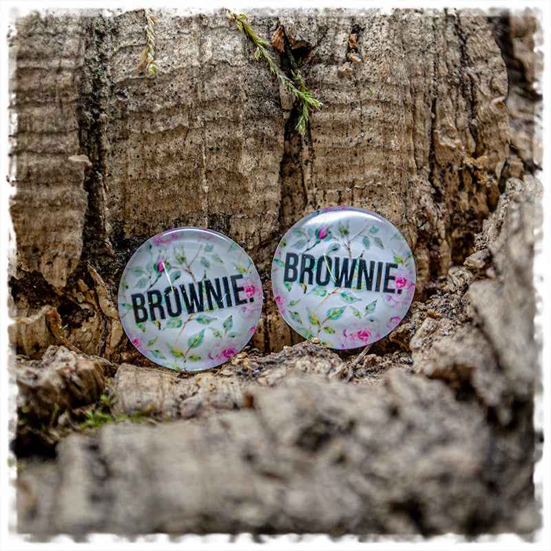Ohrringe in 16 mm mit Blumendekor und BROWNIE