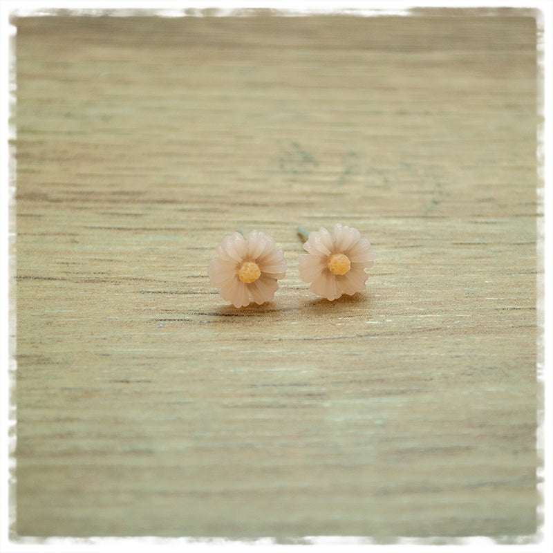 Ohrringe in 10 mm Blümchen in apricot