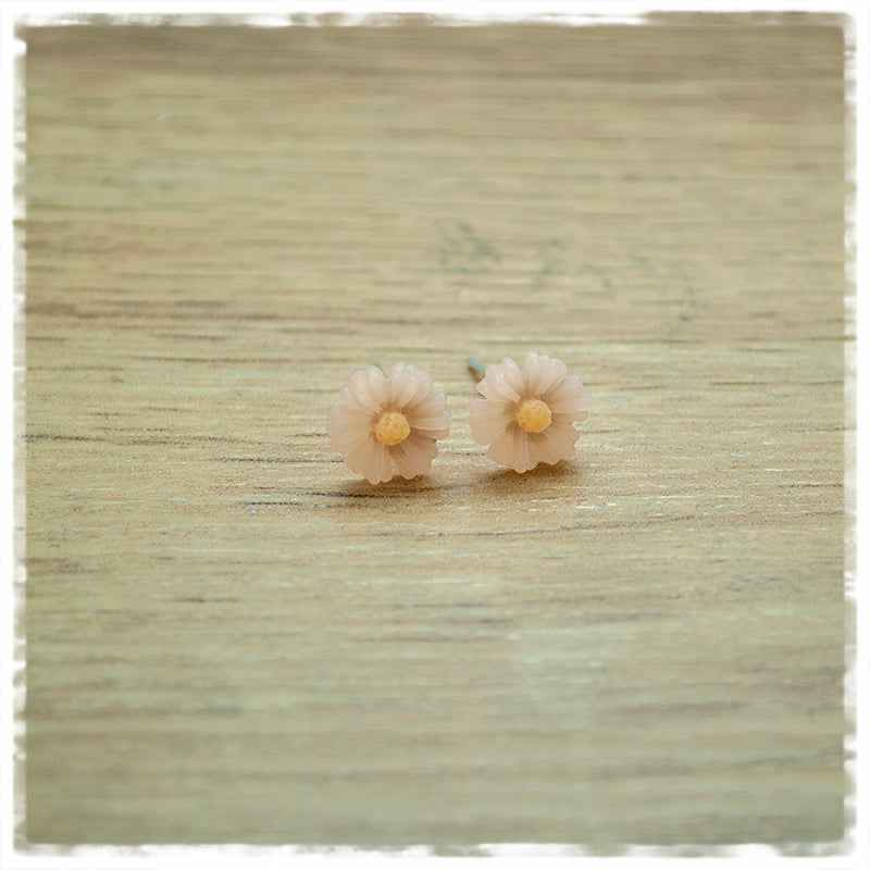 Ohrringe in 10 mm Blümchen in apricot