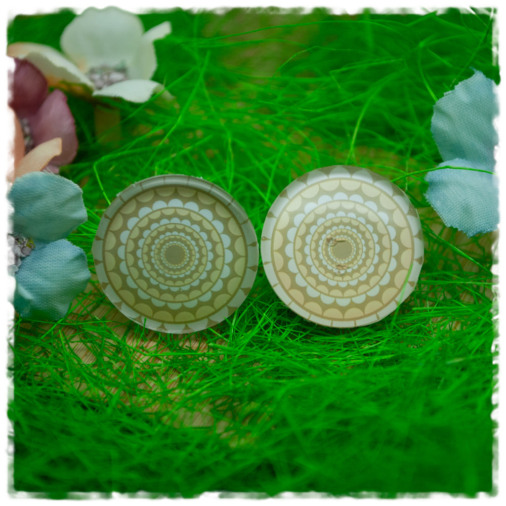 Ohrringe beige hellbraunes Kreismuster