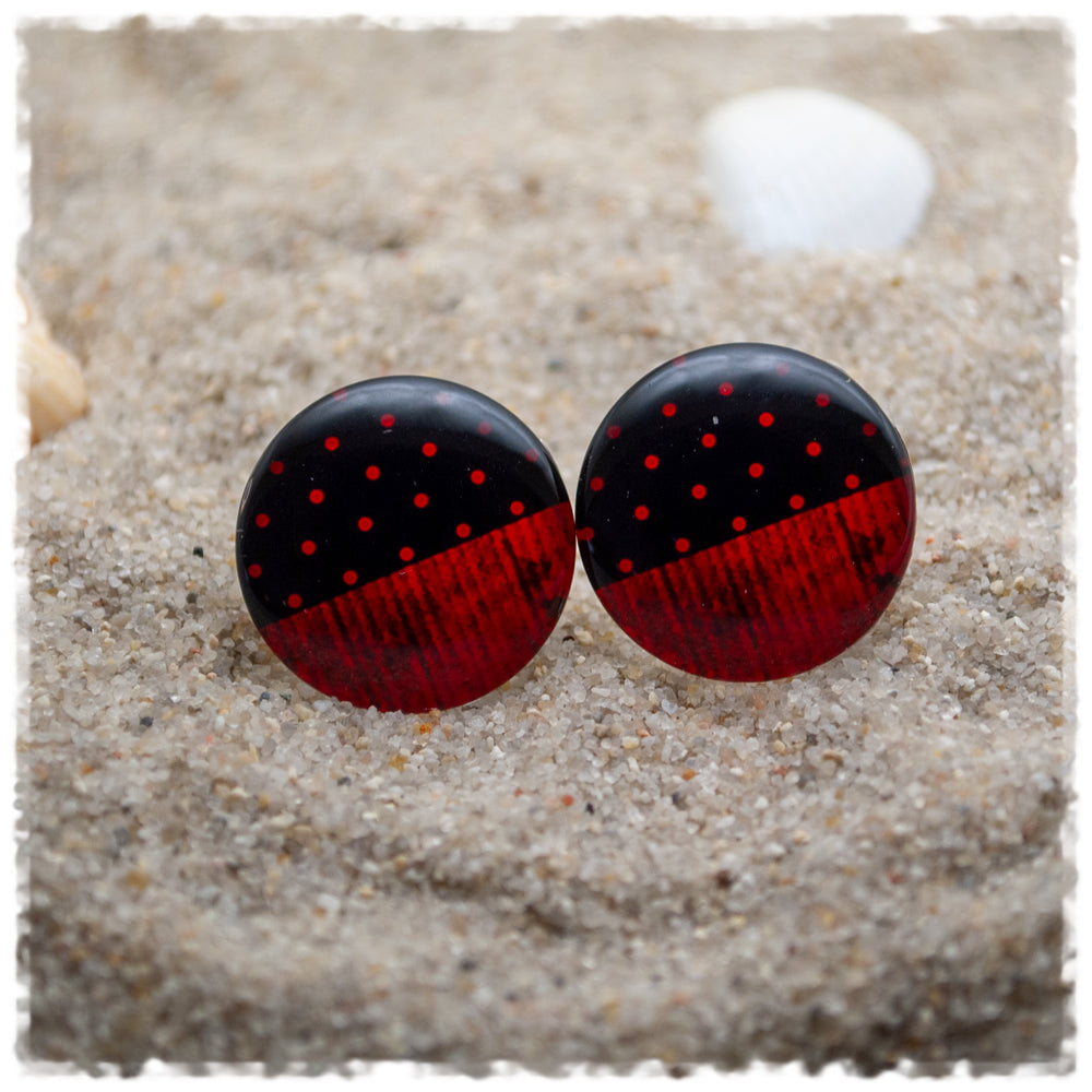 Ohrringe rot schwarz mit roten Pünktchen - Jackelina