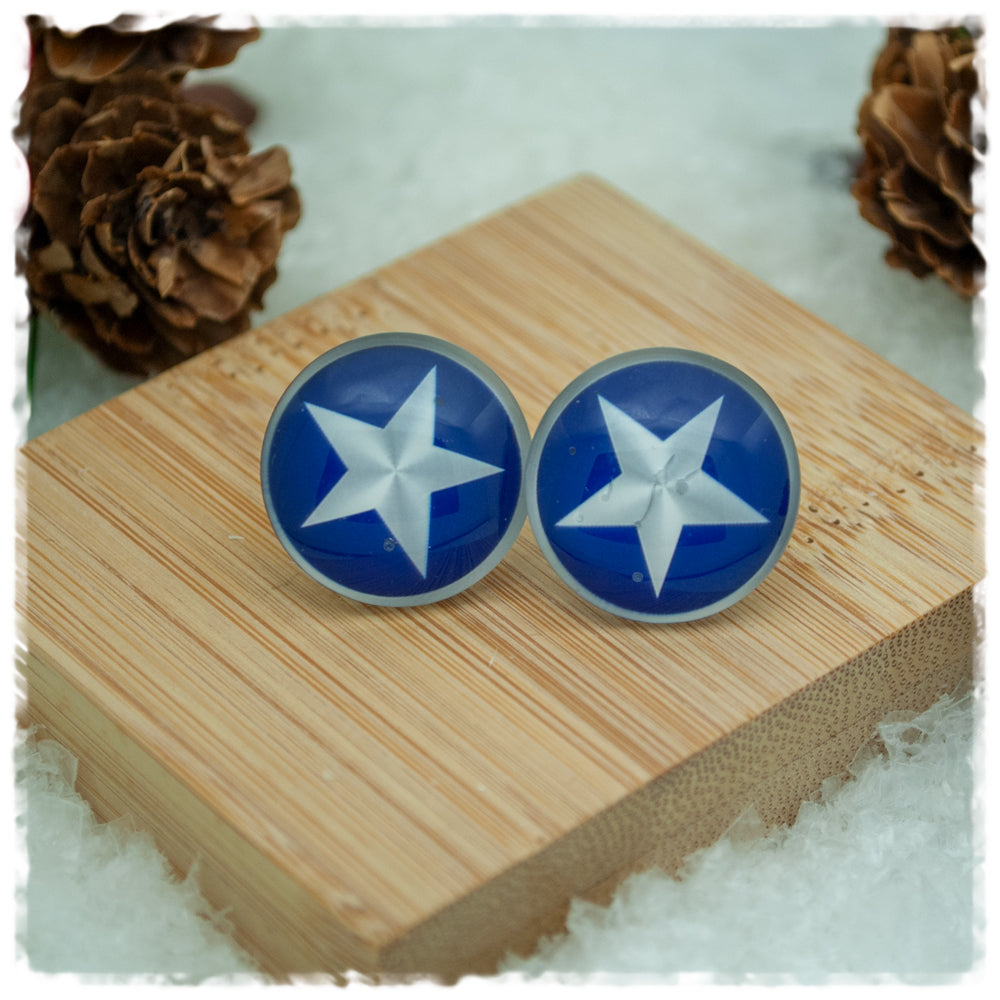 Ohrringe in 20 mm blau mit Stern