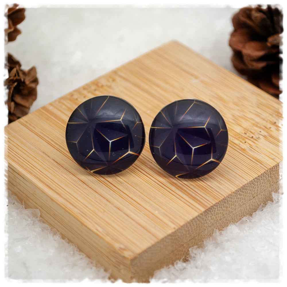 Ohrringe schwarz golden gemustert