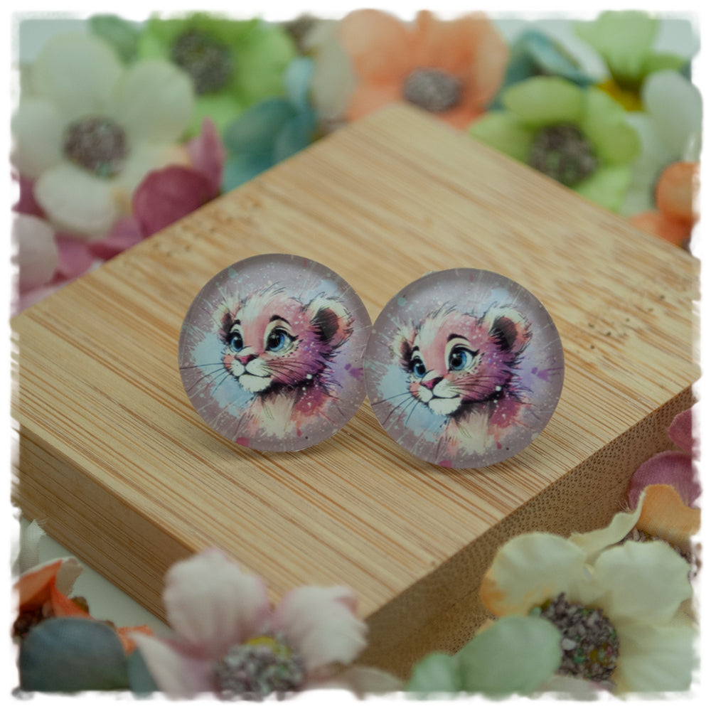 Ohrringe altrosa mit kleinem Löwen - Jackelina