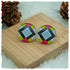 Ohrringe in 20 mm weiß mit Muster in pink, grün und schwarz - Jackelina