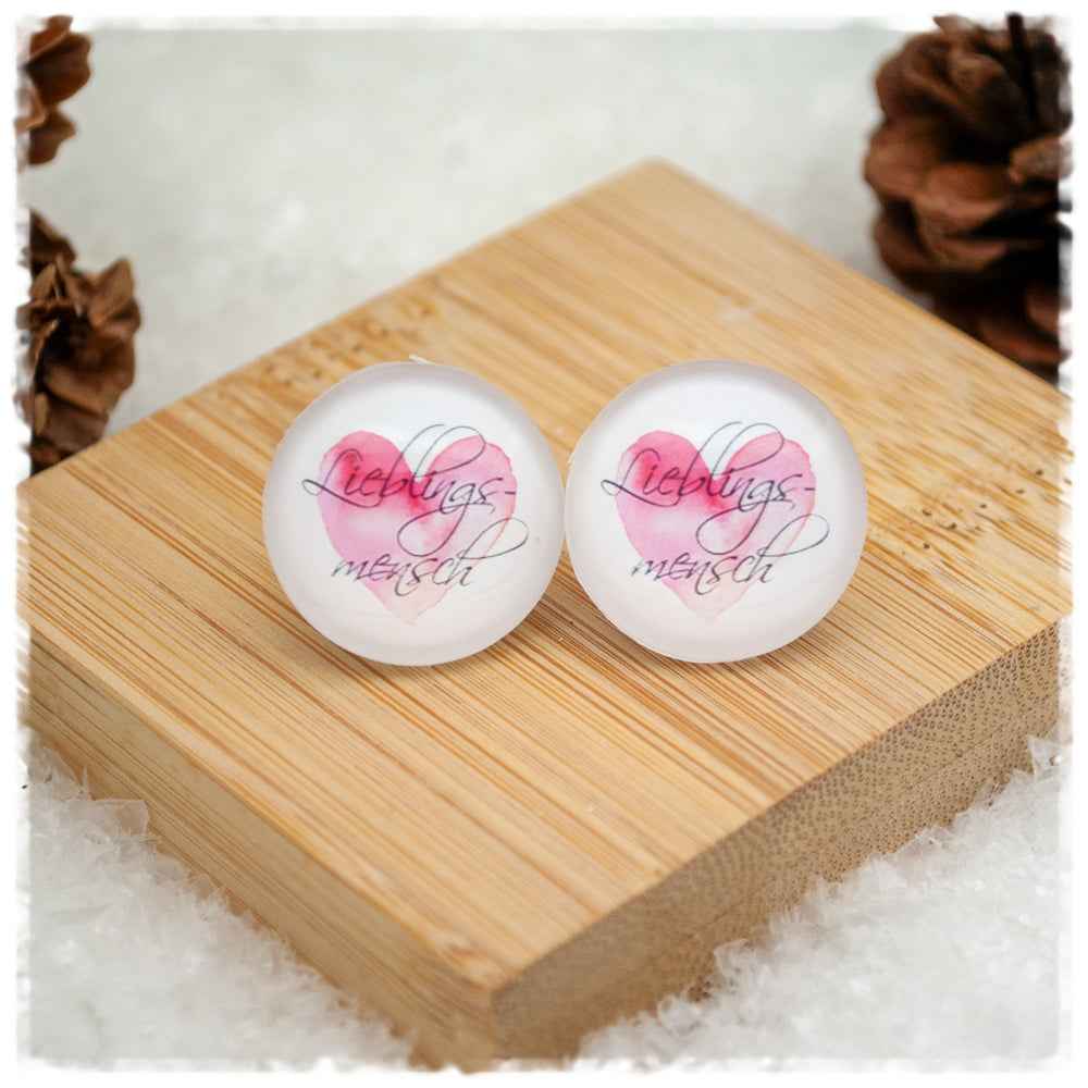 Ohrringe rosa Herz mit Lieblingsmensch