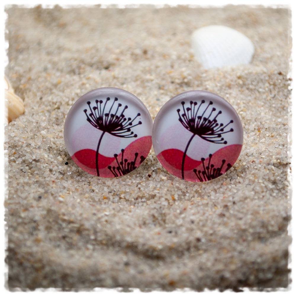 Ohrringe in 20 mm rosa pink mit Blumen