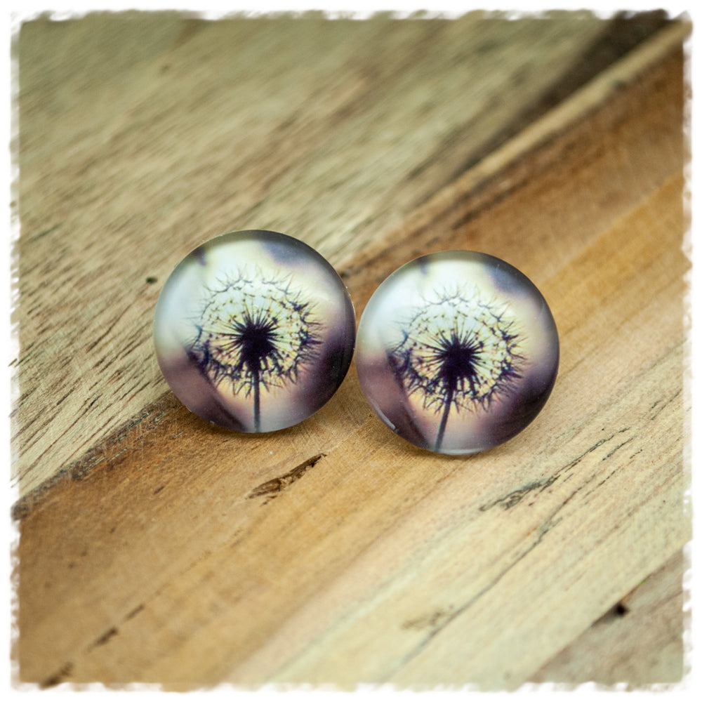 Ohrringe in 20 mm braun mit Pusteblume