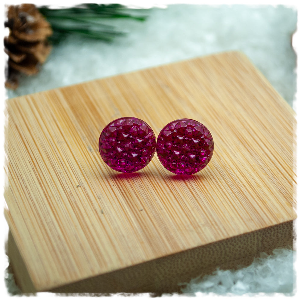 Ohrringe in 12 mm pink mit Struktur