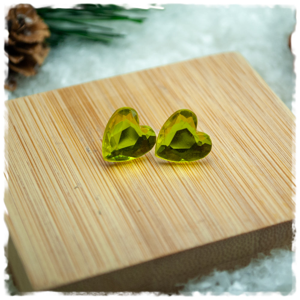 Herzohrringe in 12 mm hellgelb mit Schliff