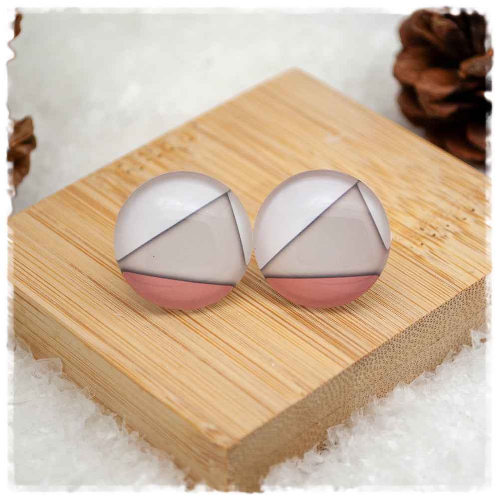 Ohrringe mit Muster in beige, grau und altrosa