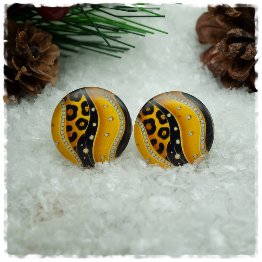Ohrringe schwarz gelb gemustert