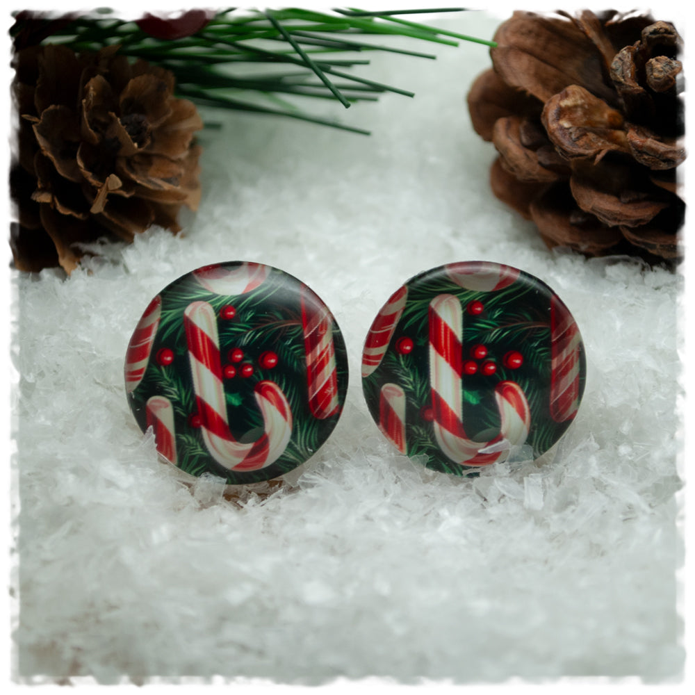 Ohrringe mit Tannenzweigen und Zuckerstangen