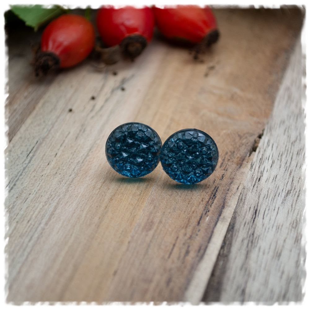 Ohrringe in 12 mm graublau mit Struktur