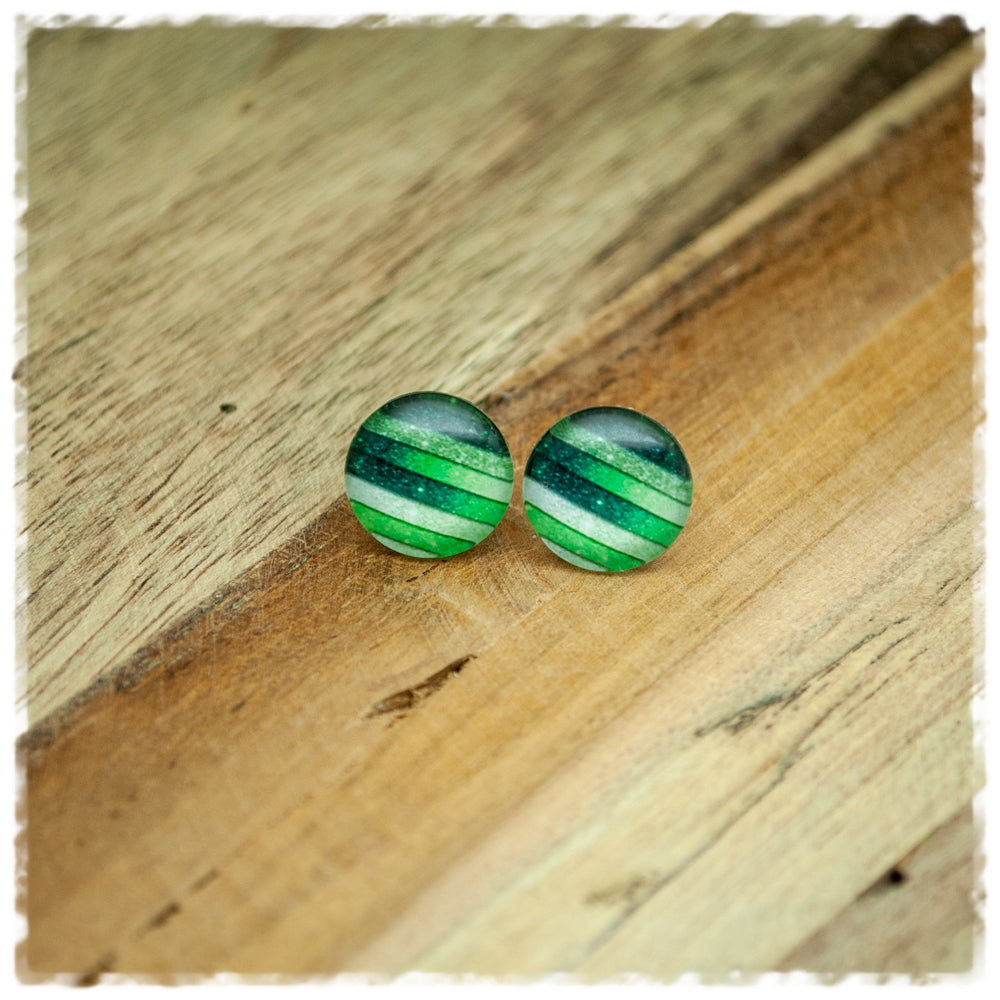 Ohrringe in 12 mm grün gestreift