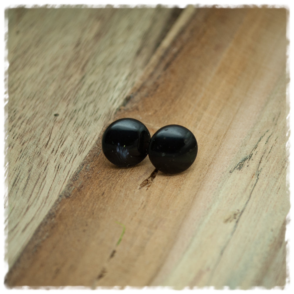 Ohrringe in 12 mm einfarbig schwarz