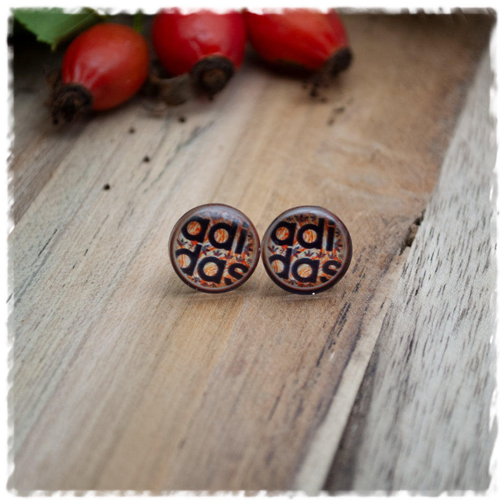 Ohrringe in 12 mm braun mit adidas