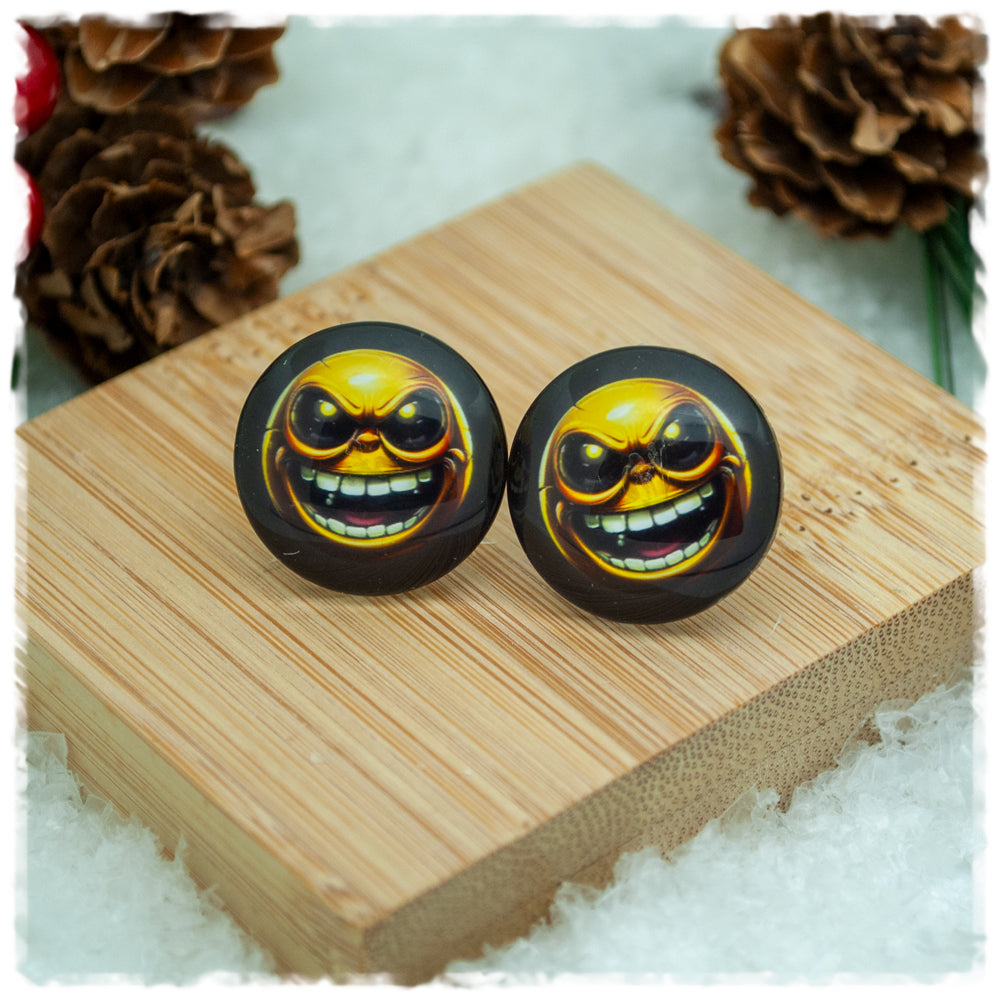 Ohrringe in 20 mm schwarz mit gelbem Monster - Jackelina