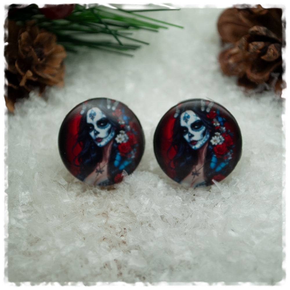 Ohrringe LaCatrina mit roten Blumen
