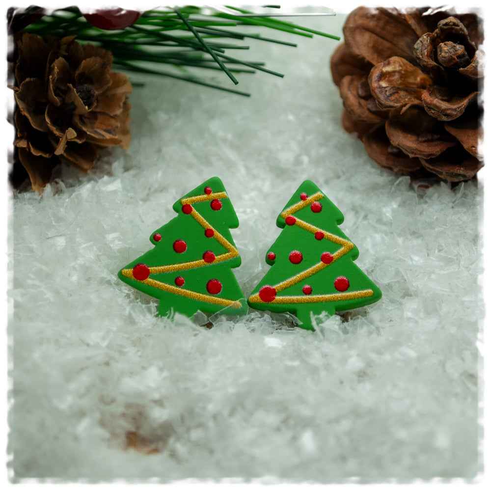 Ohrringe in 18 mm geschmückter Tannenbaum