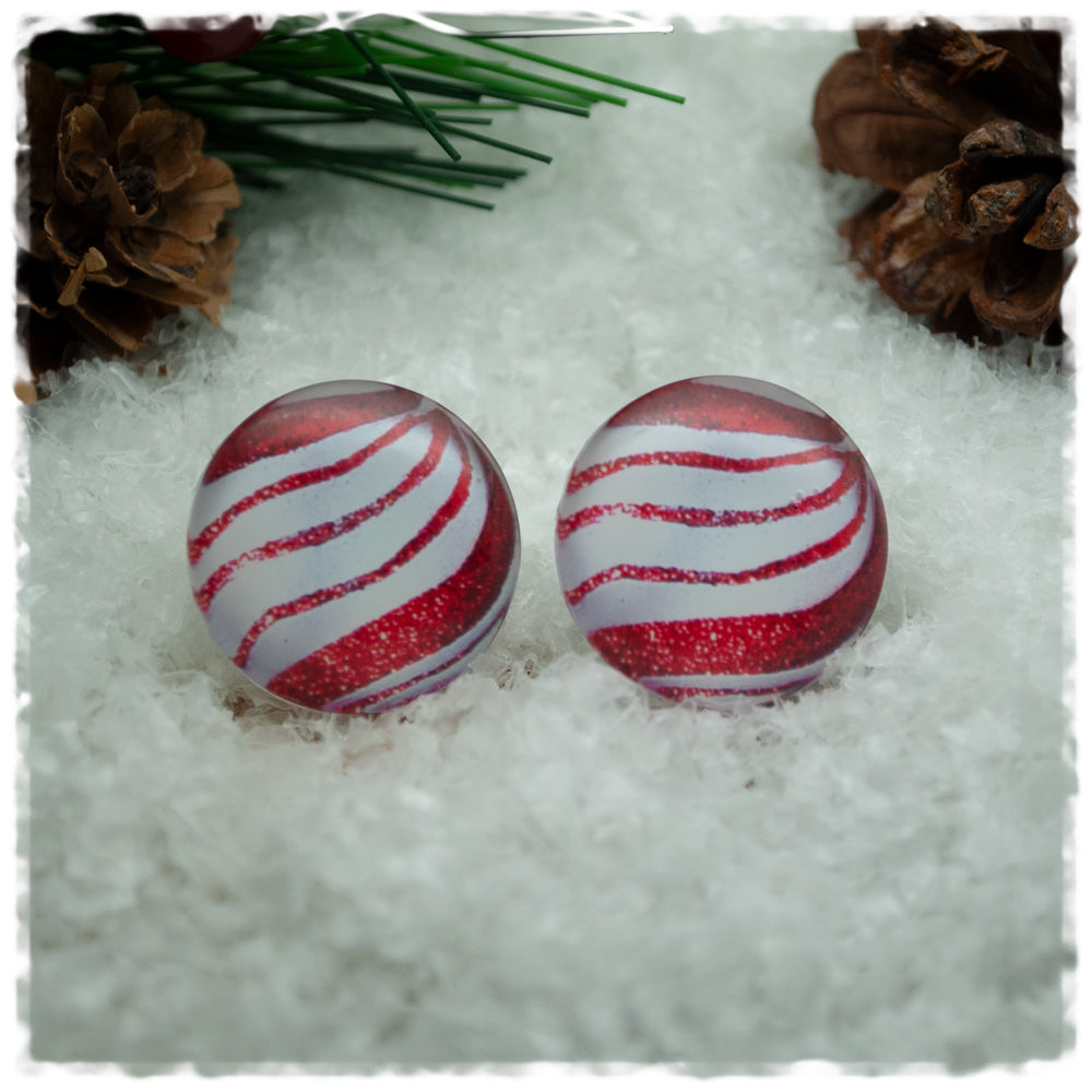 Ohrringe in 20 mm rot weiß gestreift