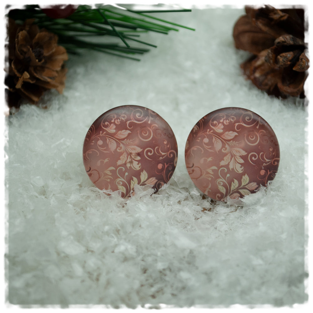 Ohrringe roségolden mit Blättern und Ranken