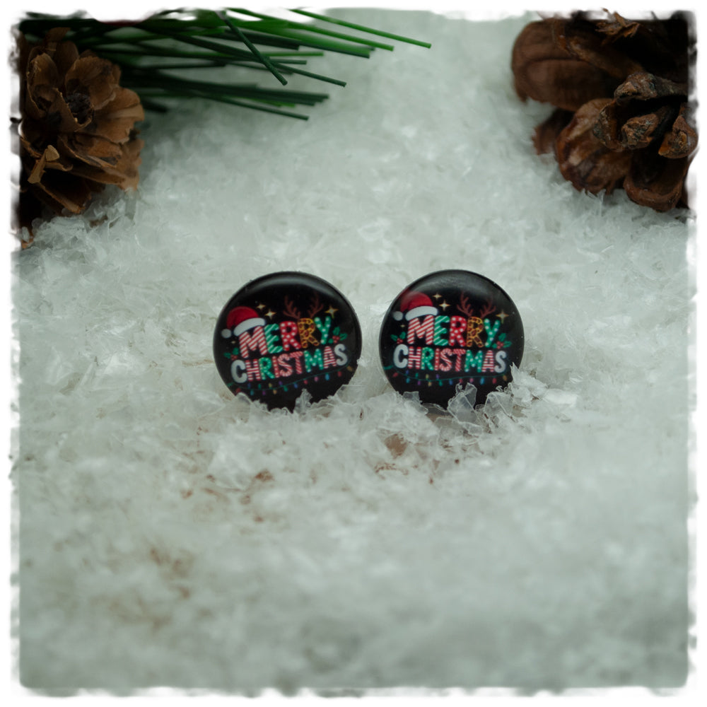 Ohrringe schwarz mit MERRY CHRISTMAS