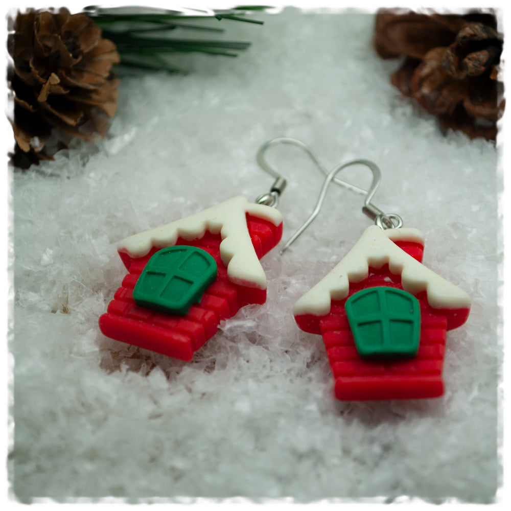 Ohrhänger in 25 mm Weihnachtshäuschen