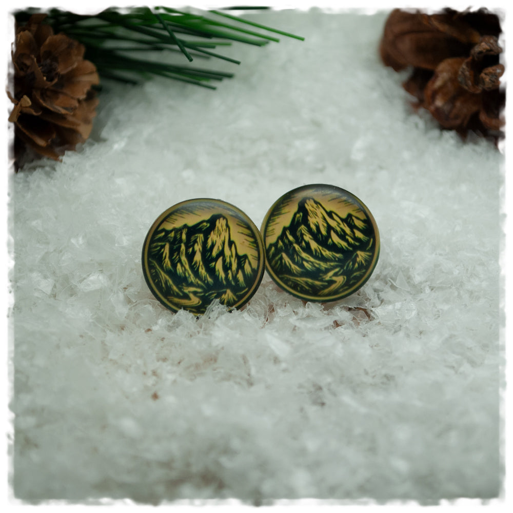 Ohrringe in 16 mm hellbraun mit Bergen