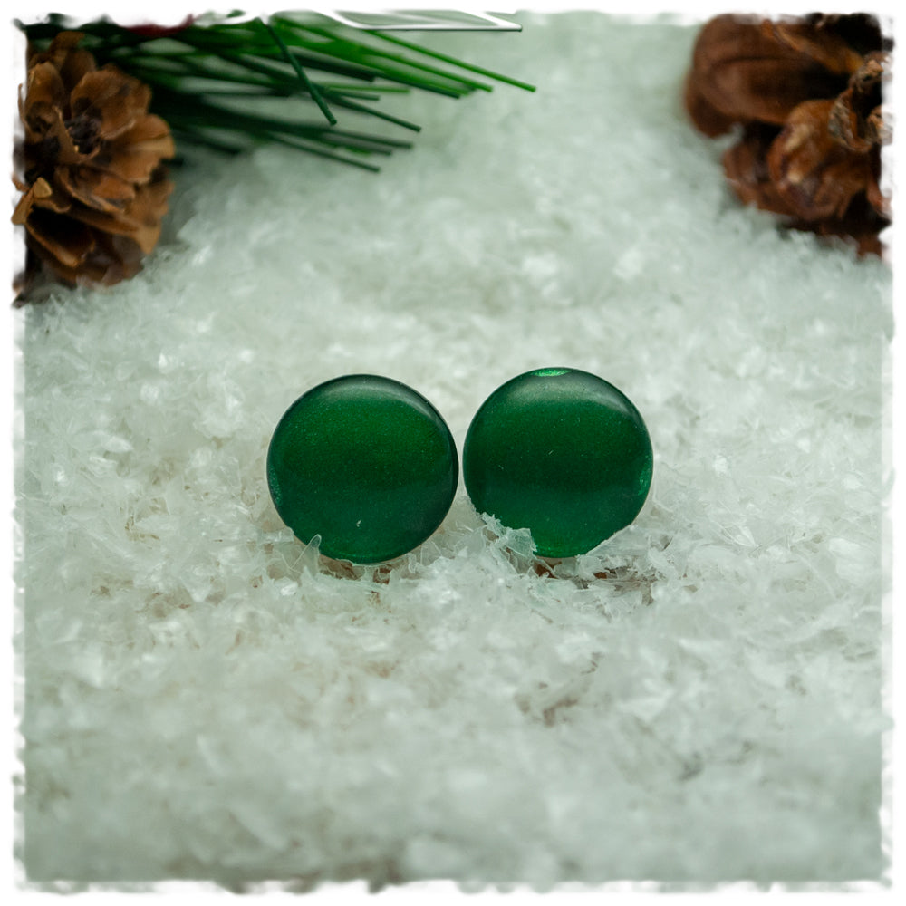 Ohrringe in 14 mm einfarbig grün