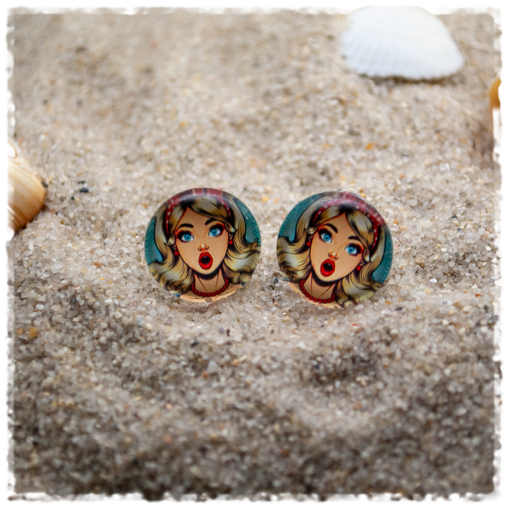 Ohrringe in 15 mm Pinup mit blonden Haaren - Jackelina