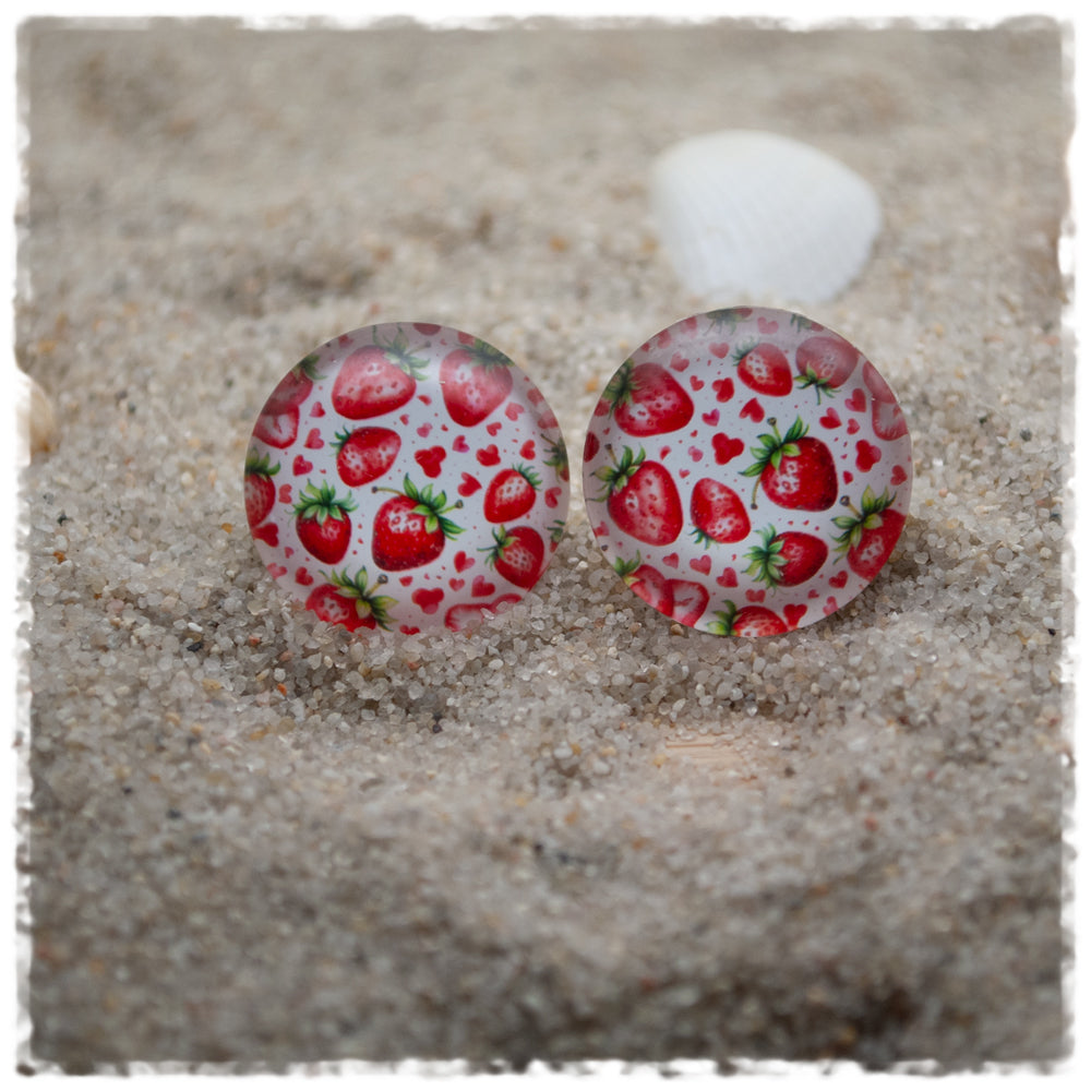 Ohrringe weiß mit Erdbeeren - Jackelina